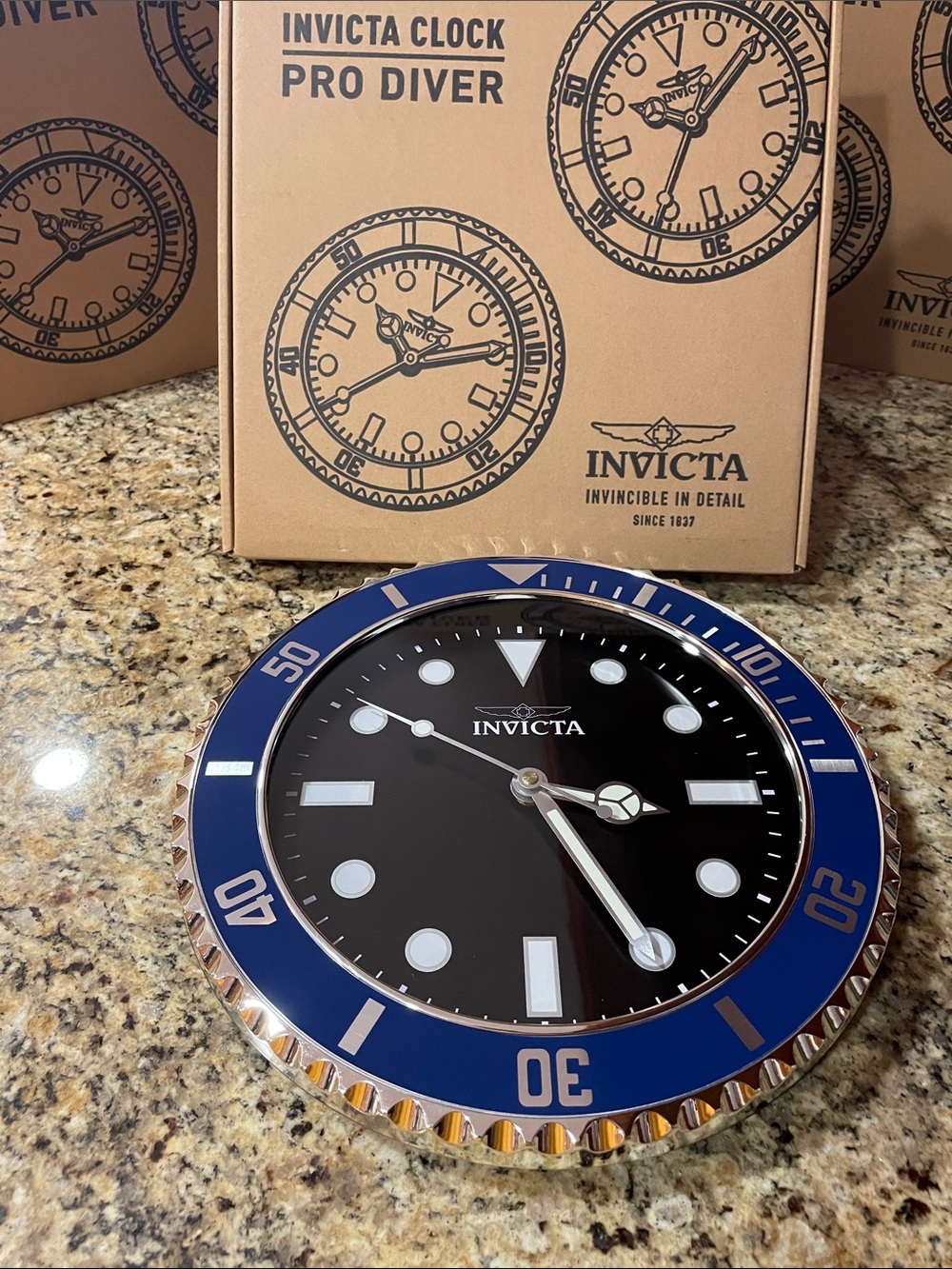Invicta Blue and Black 12 inch Pro Diver Wall Clock